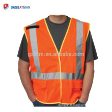 En gros Fabrication 100% Polyester Maille Orange Chemise De Travail Ferroviaire Veste Personnalisé Haute Visibilité Gilet De Sécurité Gilet De Poche